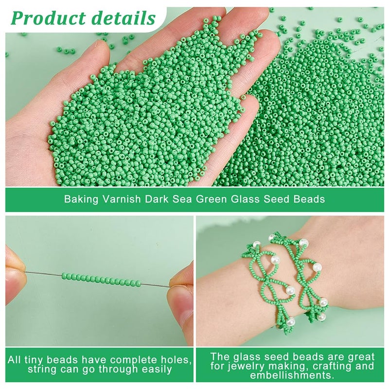 PH PandaHall 6000 Pcs 11/0 Glass Seed Beads Opaque Green 2mm Seed Beads Round Waist Bead Mini Loose Spacer Bead for Bracelets Necklaces Jewelry Making St. Patrick's Day Decoration - Image 4